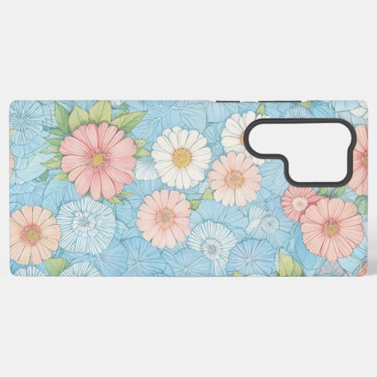 Pastel Flower Floral Pattern Phone Case Samsung Galaxyケース (裏面横)