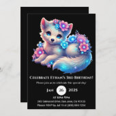 Pastel Flower Pup Birthday 招待状 (正面/裏面)