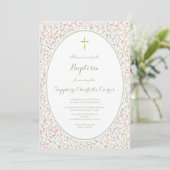 Pastel Flower Watercolor Girl Baptism Invitation 招待状 (スタンド正面)