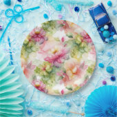 Pastel Flowers Alcohol Ink Illustration ペーパープレート (パーティー)