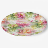 Pastel Flowers Alcohol Ink Illustration ペーパープレート (アングル)