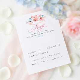Pastel Flowers Whimsical Elegant Wedding RSVP Card