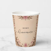 Pastel Font Dusty Glam Rose Gold Quinceanera 紙コップ (裏面)