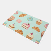 Pastel French Pastries Cute Dessert Pattern ドアマット (アングル)