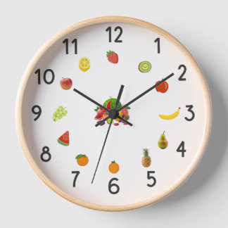 “Pastel Fruit Kitchen Clock – Decorative Wall Cloc 壁時計