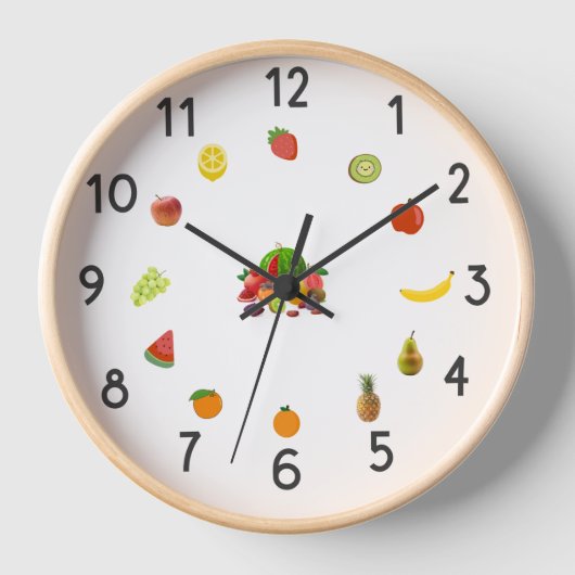 “Pastel Fruit Kitchen Clock – Decorative Wall Cloc 壁時計 (正面)