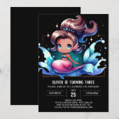 Pastel Fun Mermaid Birthday 招待状 (正面/裏面)