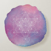 Pastel Galaxy Metatron’s Cube Sacred Geometry ラウンドクッション (裏面)