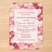 Pastel Galentine's Day Party Hearts Modern Ivory  アクリル招待状 (正面)