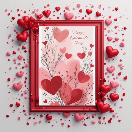 Pastel Galentine's Day Party Hearts Modern Ivory  招待状