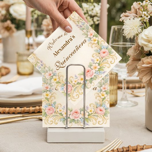 Pastel Garden Baroque Quinceañera スタンダードカクテルナプキン