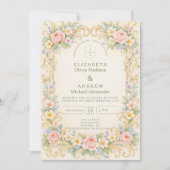 Pastel Garden Baroque Rose Wedding 招待状 (正面)
