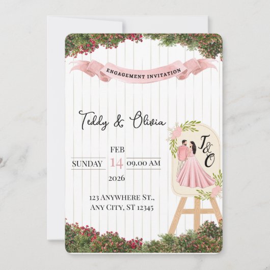 Pastel Garden Engagement Card 招待状 (正面)