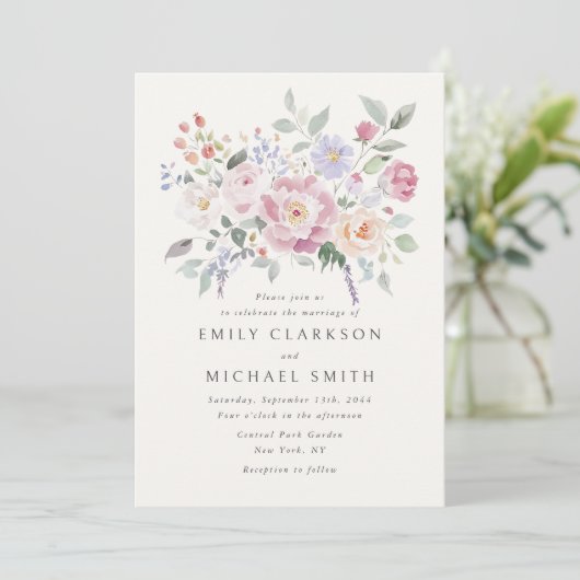 Pastel Garden Floral Wedding Invitation 招待状 (スタンド正面)