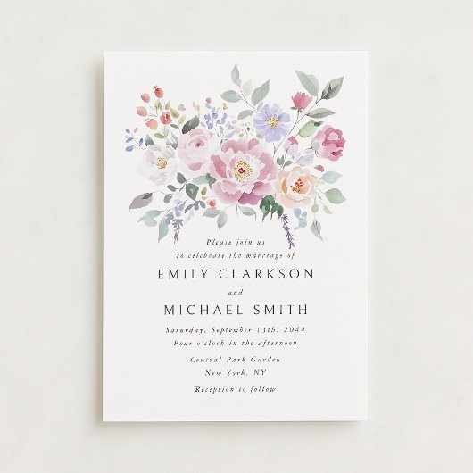 Pastel Garden Floral Wedding Invitation 招待状