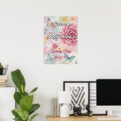 Pastel Garden Party Flowers & Butterflies Welcome ポスター (ホームオフィス)