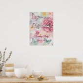 Pastel Garden Party Flowers & Butterflies Welcome ポスター (キッチン)