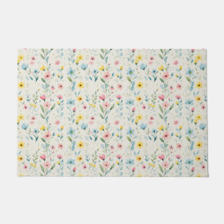 pastel garden watercolor florals ドアマット