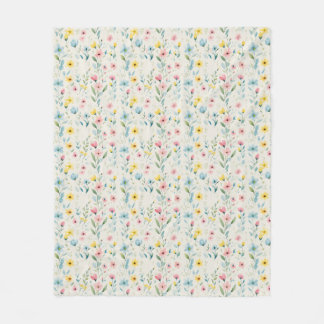 pastel garden watercolor florals フリースブランケット
