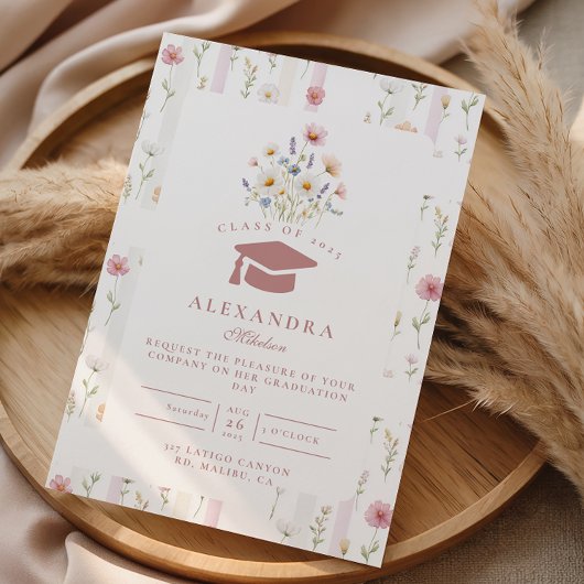Pastel Garden Wreath Graduation 招待状
