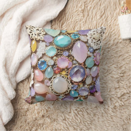 Pastel Gems And Jewels In Pinks & Purples クッション