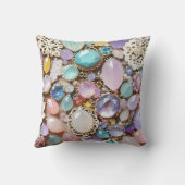 Pastel Gems And Jewels In Pinks & Purples クッション (裏面)