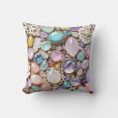 Pastel Gems And Jewels In Pinks & Purples クッション (正面)