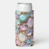 Pastel Gems And Jewels In Pinks & Purples スリム缶クーラー (Seltzer正面)