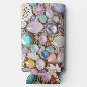 Pastel Gems And Jewels In Pinks & Purples スリム缶クーラー (裏面)