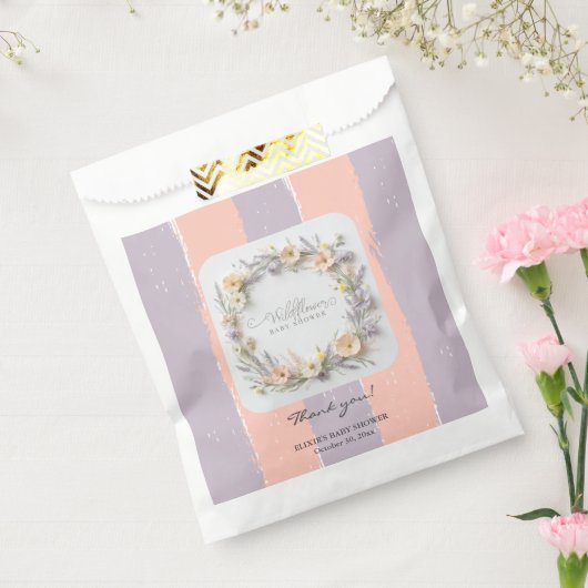 Pastel Gender Neutral Wildflower Baby Shower フェイバーバッグ (封をした状態)