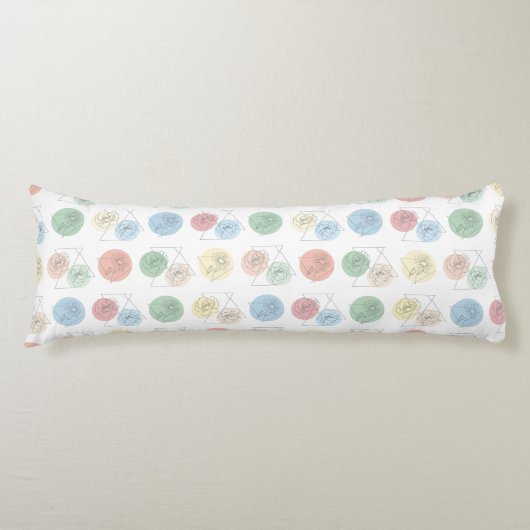 Pastel Geometric Floral Line Art Body Pillow ボディピロー (正面)