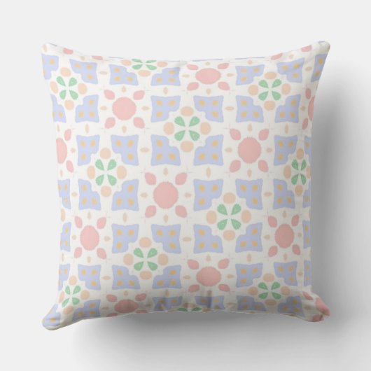 Pastel Geometric Floral Soft Colorful クッション (裏面)