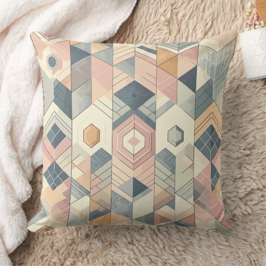 Pastel Geometric Harmony Pattern クッション (ブランケット)
