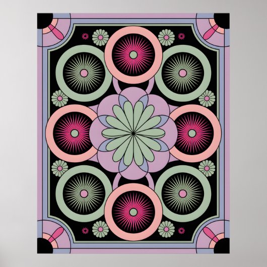 Pastel Geometric Mandala Bloom ポスター (正面)