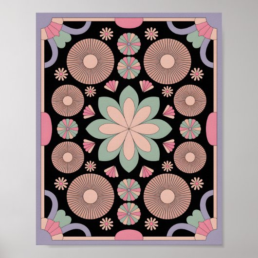Pastel Geometric Mandala Bloom ポスター (正面)