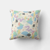 Pastel Geometric Shapes Pattern | Soft Abstract クッション (裏面)