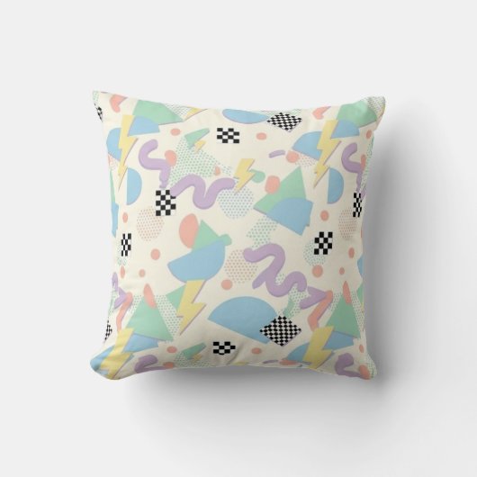 Pastel Geometric Shapes Pattern | Soft Abstract クッション (正面)