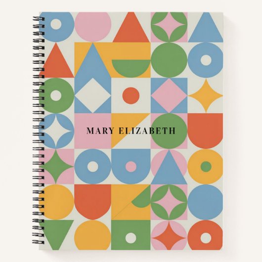 Pastel Geometric Shapes Personalized Notebook ノートブック (正面)