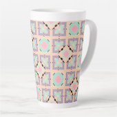 Pastel Geometric Tile Pattern | Pink Mint Purple  カフェラテマグ (右アングル)