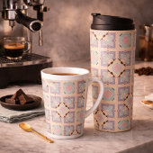 Pastel Geometric Tile Pattern | Pink Mint Purple  カフェラテマグ