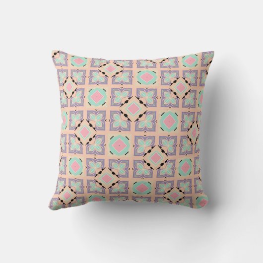Pastel Geometric Tile Pattern | Pink Mint Purple  クッション (裏面)