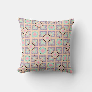 Pastel Geometric Tile Pattern | Pink Mint Purple クッション