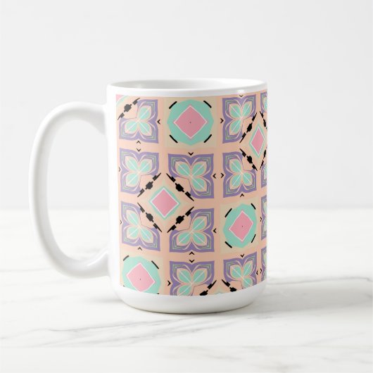 Pastel Geometric Tile Pattern | Pink Mint Purple  コーヒーマグカップ (左)