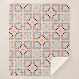 Pastel Geometric Tile Pattern | Pink Mint Purple  シェルパブランケット