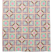 Pastel Geometric Tile Pattern | Pink Mint Purple  シャワーカーテン (正面)