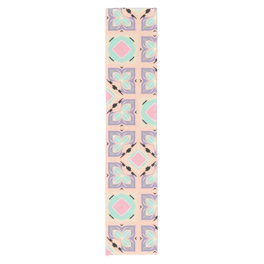 Pastel Geometric Tile Pattern | Pink Mint Purple  ショートテーブルランナー (正面)