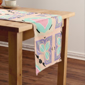 Pastel Geometric Tile Pattern | Pink Mint Purple  ショートテーブルランナー (インサイチュ)