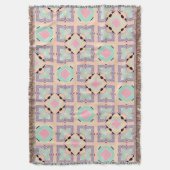 Pastel Geometric Tile Pattern | Pink Mint Purple  スローブランケット (正面縦)