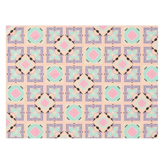 Pastel Geometric Tile Pattern | Pink Mint Purple  テーブルクロス (正面(横))