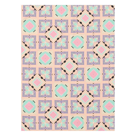 Pastel Geometric Tile Pattern | Pink Mint Purple  テーブルクロス (正面)